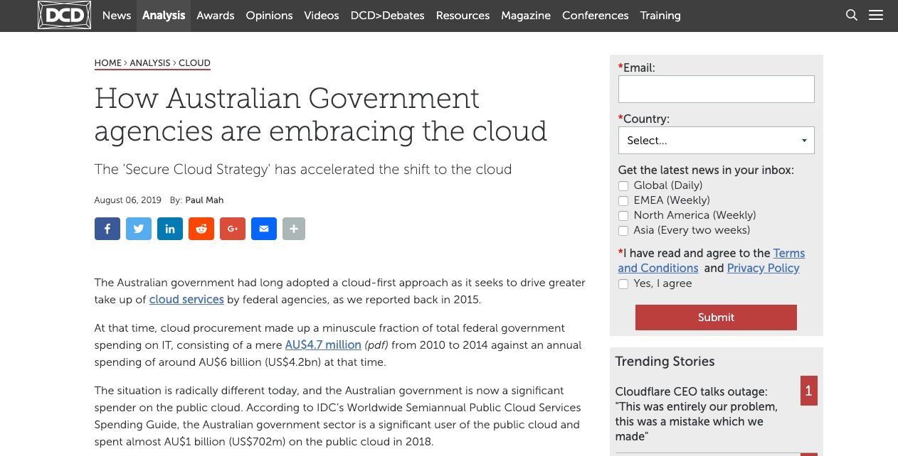 DCD: How Australian Government agencies are embracing the cloud