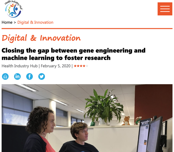Health Industry Hub: Closing the gap between gene engineering and machine learning to foster research